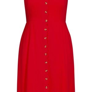 City Chic Women's Plus Size Scallop Button Dress Sweetheart Neckline
